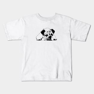 Bulldog Black and White Minimalistic Abstract Art Kids T-Shirt